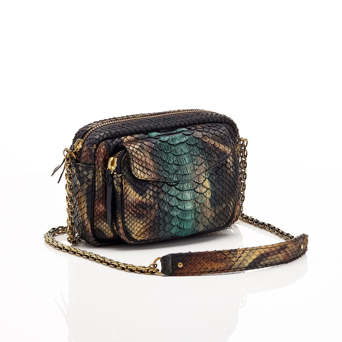 python-new-metalic-peacock-charly-bag