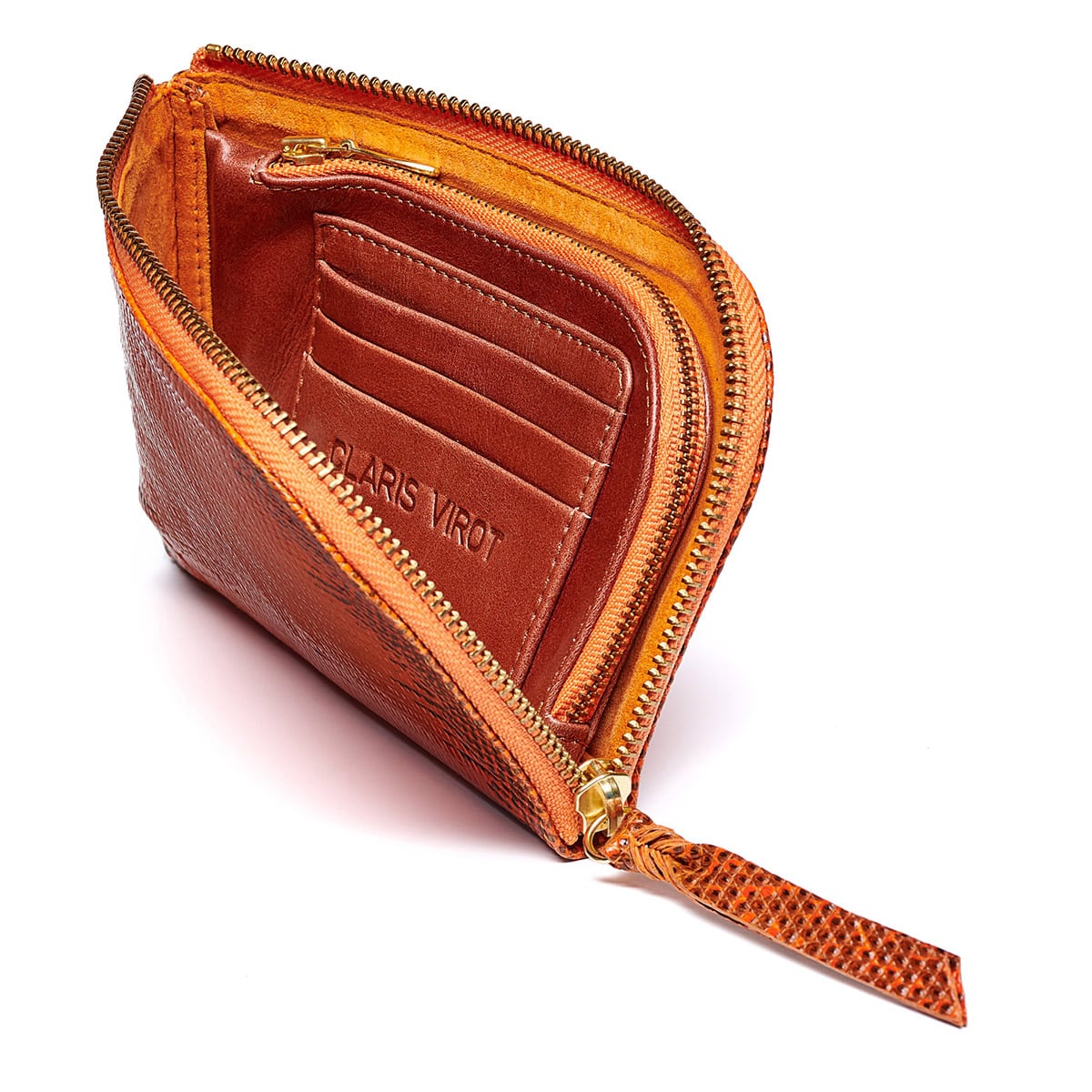 Claris-Virot_orange-lezard-Max-wallet_2