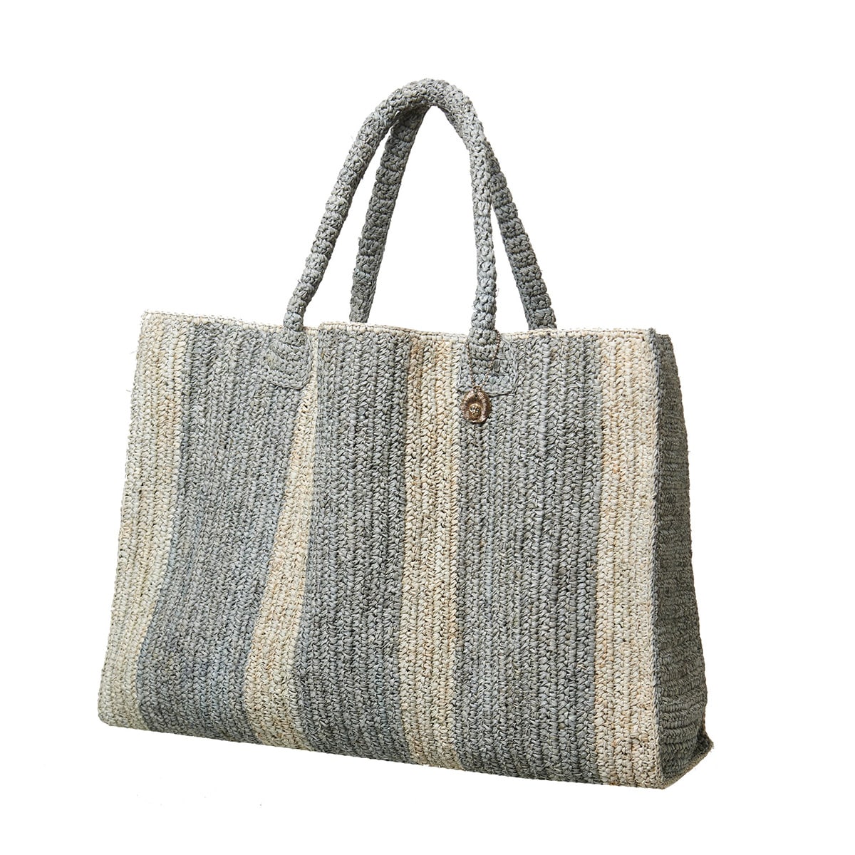 Raffia Bag Weekender stone-light grey