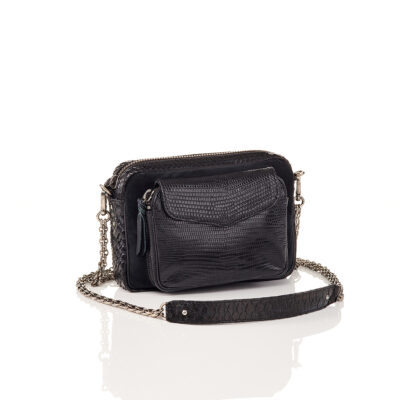 Python and Suede Black Charly Bag