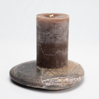 Small Brown Marble Plate & Choco Cilinder Candle