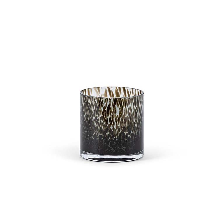 Vase - glass - smoke black spotted - Ø 12x12cm