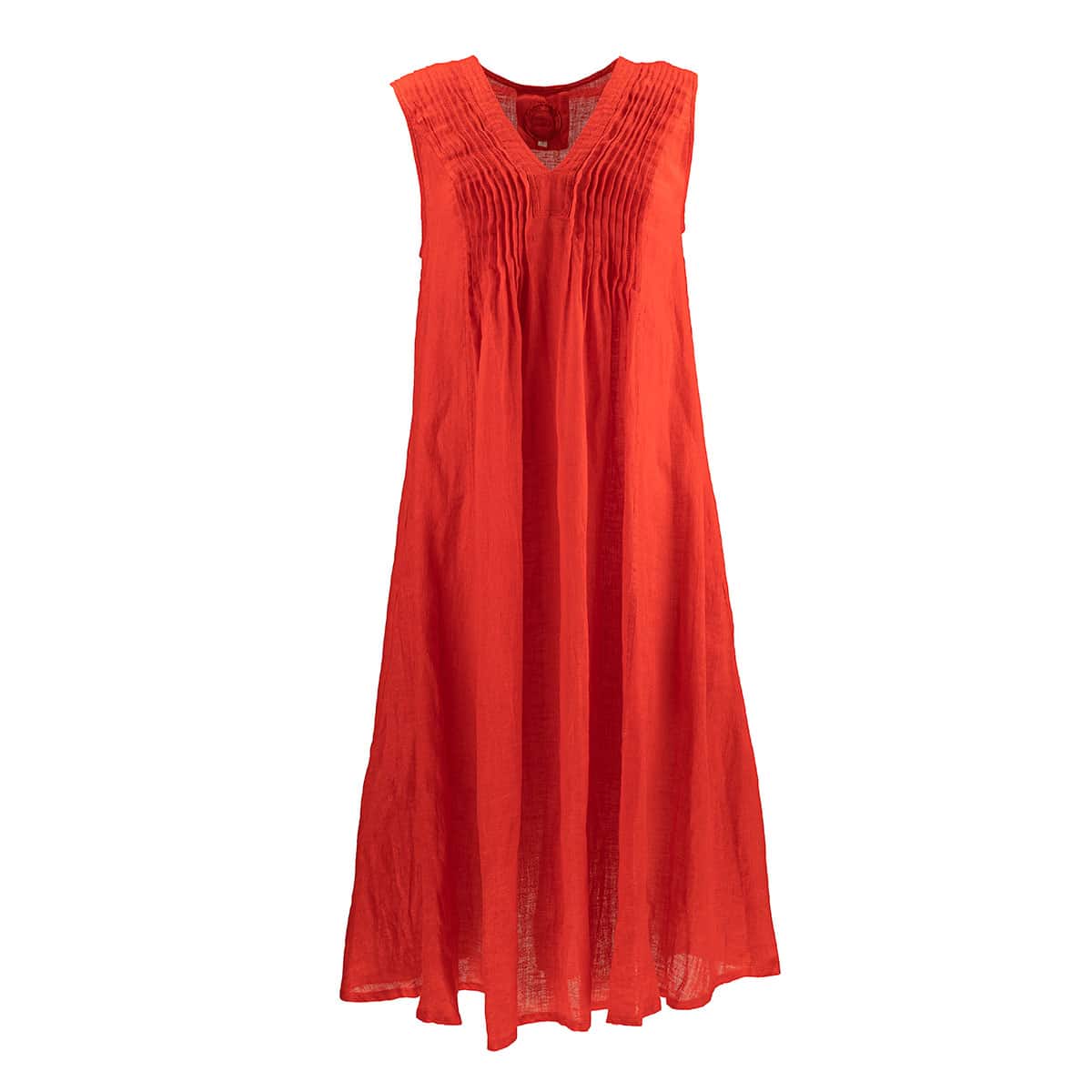 Marie Sleeveless Linen Midi Dress Orange | Margareta Concept Store