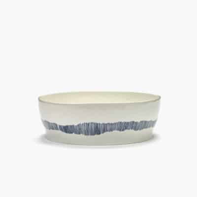 Salad Bowl Feast White Blue Stripes
