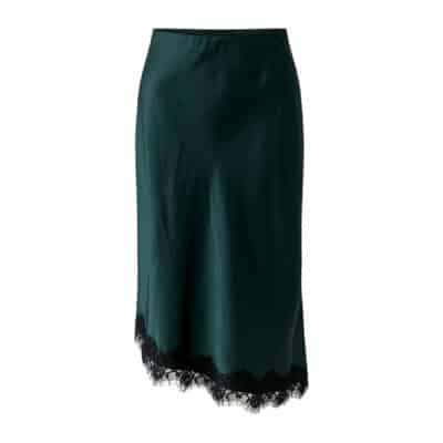 Lace Trim Satin Skirt